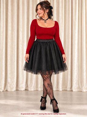 Freckles Black Tulle Tutu Skirt XL Lined Balletcore Holiday Party